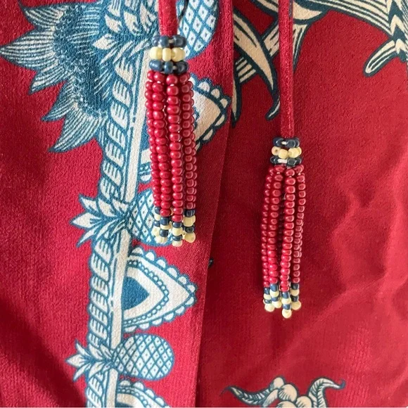 FARM Rio Dress Tropical Landing Red Wrap Long Sleeve V-Neck Mini Dress Medium